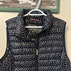 Tommy Hilfiger Black and White Polka Dot Quilted Puffer Vest